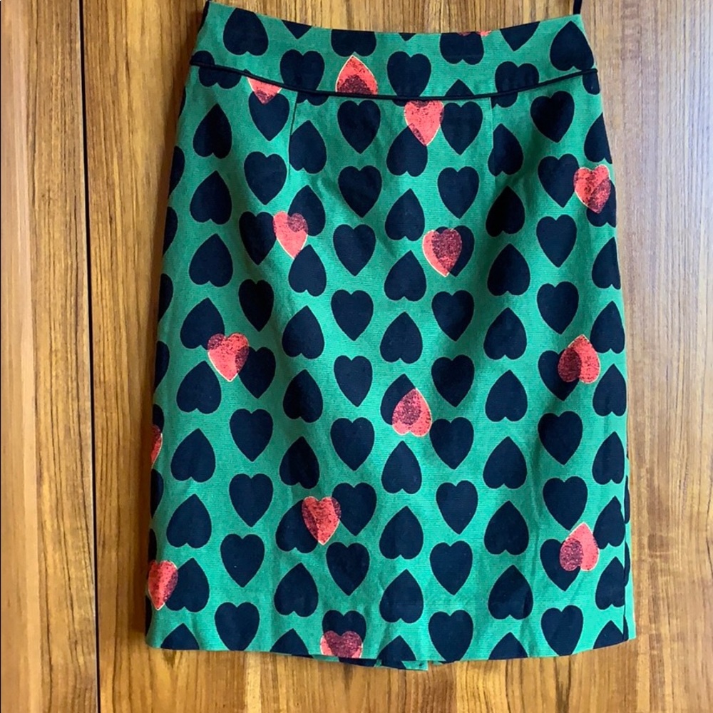 RARE Anthropologie Maeve Heart Stamp Skirt